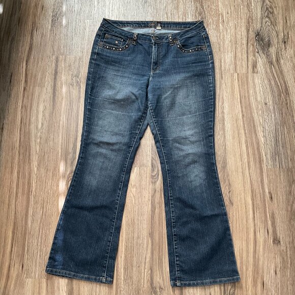 KeKit Jeans Denim - KeKit Vintage‎ Retro Denim Blue Jeans Bootcut Size 14